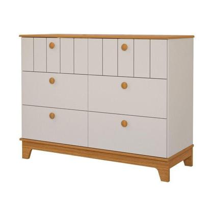 Imagem de Conjunto Quarto de Bebê 1 Berço 1 Cômoda 6 Gavetas Chantilly Off White / Nature