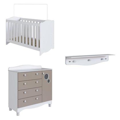 Imagem de Conjunto Quarto de Bebê 1 Berço 1 Cômoda Trocador 4 Gavetas 1 Prateleira