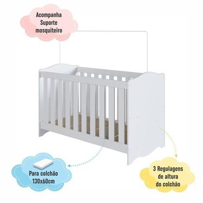 Imagem de Conjunto Quarto de Bebê 1 Berço 1 Cômoda Trocador 4 Gavetas 1 Prateleira