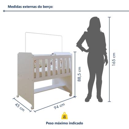 Imagem de Conjunto Quarto de Bebê 100% MDF Mini Berço com Colchão e Cômoda 1 Porta 4 Gavetas Branco