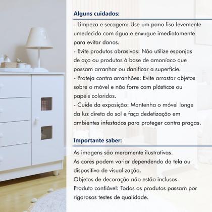 Imagem de Conjunto Quarto de Bebê 100% MDF Mini Berço com Colchão e Cômoda 1 Porta 4 Gavetas Branco