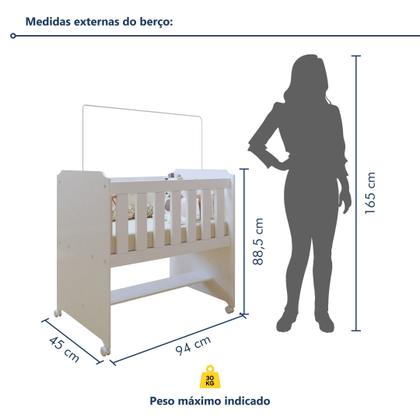 Imagem de Conjunto Quarto de Bebê 100% MDF Mini Berço com Colchão e Cômoda 1 Porta 4 Gavetas