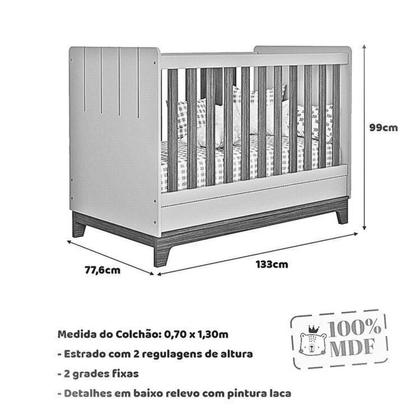 Imagem de Conjunto Quarto de Bebê 1berço 1 Cômoda 6 Gavetas Chantilly