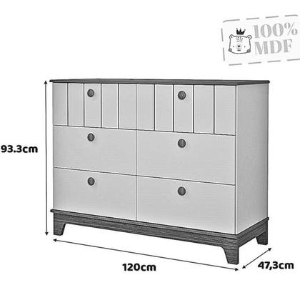Imagem de Conjunto Quarto de Bebê 1berço 1 Cômoda 6 Gavetas Chantilly