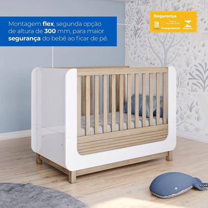 Imagem de Conjunto Quarto de Bebê Berço 2 em 1 e Cômoda Sophia Espresso Móveis Branco e Jequitiba