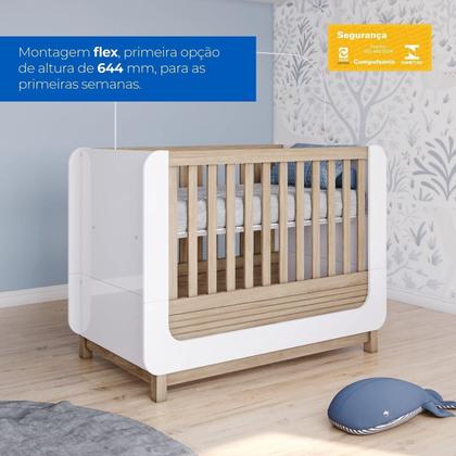 Imagem de Conjunto Quarto de Bebê Berço 2 em 1 e Cômoda Sophia Espresso Móveis Branco e Jequitiba
