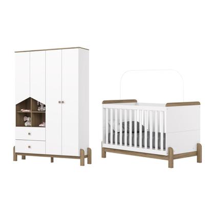 Imagem de Conjunto Quarto de Bebê Berço 2 em 1 e Guarda-Roupa Yuri