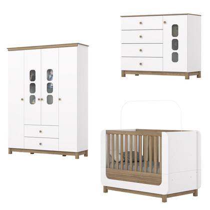 Imagem de Conjunto Quarto de Bebê Berço 2 em 1, Guarda-roupa e Cômoda Sophia Espresso Móveis