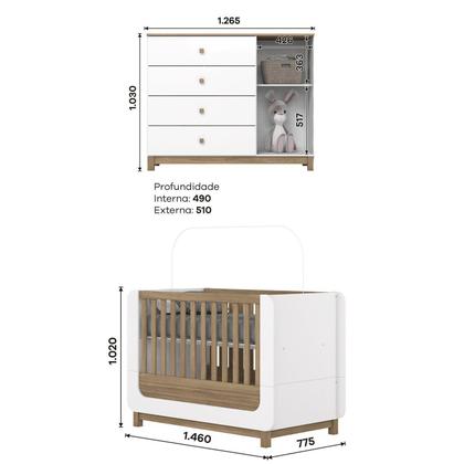 Imagem de Conjunto Quarto de Bebê Berço e Cômoda Aconchego