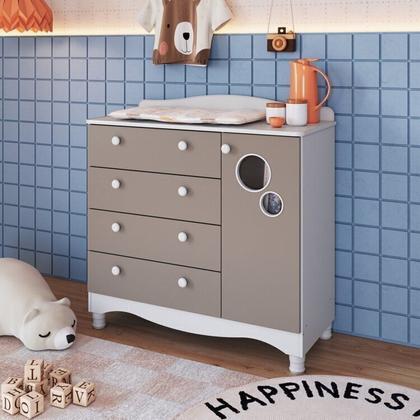 Imagem de Conjunto Quarto de Bebê com Berço, Cômoda, Guarda-roupa, Prateleira e Caixa de Brinquedos