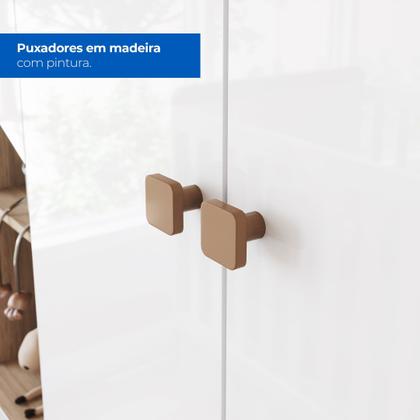 Imagem de Conjunto Quarto de Bebê com Guarda-Roupa 4 Portas e Cômoda Ternura Branco/Jequitibá