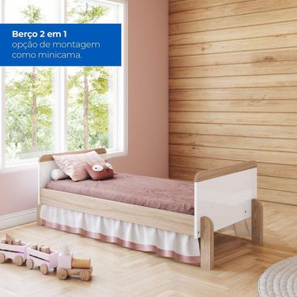 Imagem de Conjunto Quarto de Bebê Completo Berço 2 em 1, Guarda-Roupa e Cômoda Yuri Espresso Móveis Branco/Jequitibá HP