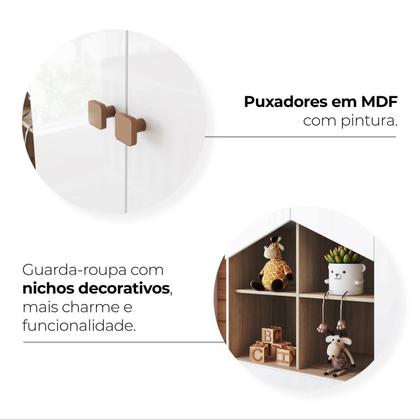 Imagem de Conjunto Quarto de Bebê Completo Berço 2 em 1, Guarda-Roupa e Cômoda Yuri Espresso Móveis Branco/Jequitibá HP