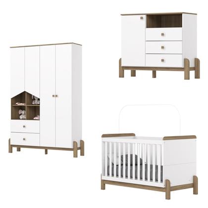 Imagem de Conjunto Quarto de Bebê Completo Berço 2 em 1, Guarda-roupa e Cômoda Yuri Espresso Móveis