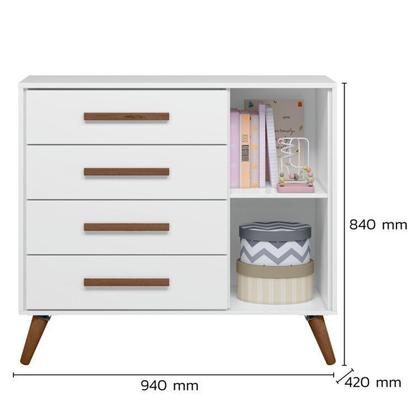 Imagem de Conjunto Quarto de Bebê Encanto Retrô 1 Berço 1 Cômoda 4 Gavetas 1 Guarda Roupas 3 Portas