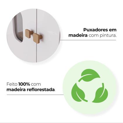 Imagem de Conjunto Quarto de Bebê Guarda Roupa 4 Portas e Cômoda com Vidro Aconchego Branco/Jequitibá