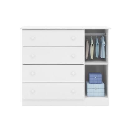 Imagem de Conjunto Quarto de Bebê Guarda Roupa, Cômoda Helena e Berço 1 com Rodízios Branco Phoenix Qmovi