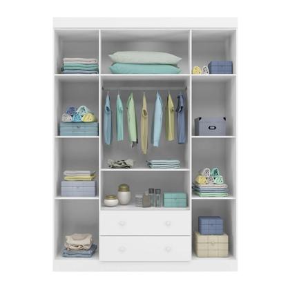 Imagem de Conjunto Quarto de Bebê Guarda Roupa, Cômoda Helena e Berço 1344 com Rodízios e Colchão Physical Phoenix Qmovi Ortobom