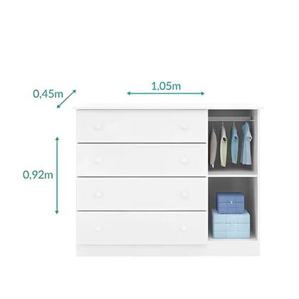Imagem de Conjunto Quarto de Bebê Guarda Roupa e Cômoda Lívia Branco
