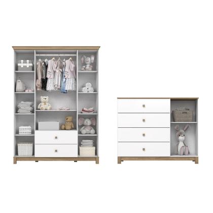 Imagem de Conjunto Quarto de Bebê Guarda-roupa e Cômoda Sophia Espresso Móveis Branco e Jequitiba