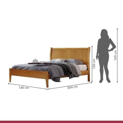 Imagem de Conjunto Quarto de Casal Cama 140cm e 2 Mesas de Cabeceira 3 Gavetas Amêndoa Mel