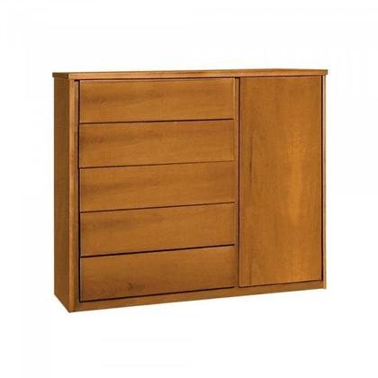 Imagem de Conjunto Quarto de Casal Cama 140cm e Cômoda 5 Gavetas 1 Porta com Sapateira