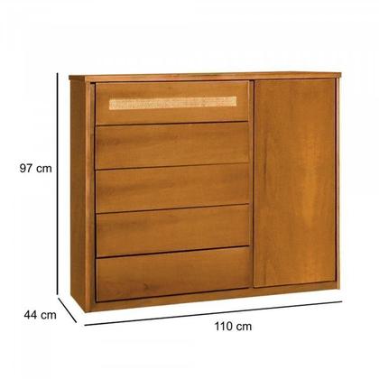 Imagem de Conjunto Quarto de Casal Cama 140cm e Cômoda 5 Gavetas com Sapateira