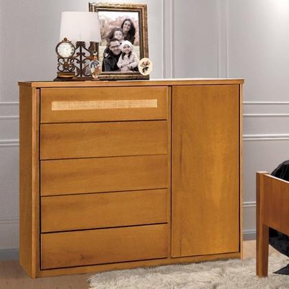 Imagem de Conjunto Quarto de Casal Cama 140cm e Cômoda 5 Gavetas com Sapateira