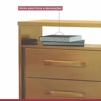 Imagem de Conjunto Quarto de Casal Cama Casal 140cm Madeira Maciça Ratan e 2 Mesas de Cabeceira 2 Gavetas2