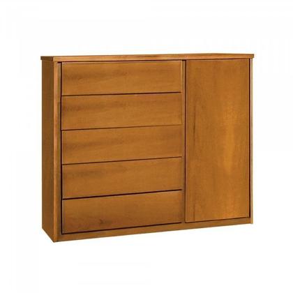 Imagem de Conjunto Quarto de Casal Cama Madeira Maciça Detalhe Rattan e Cômoda 5 Gavetas com Sapateira Unique