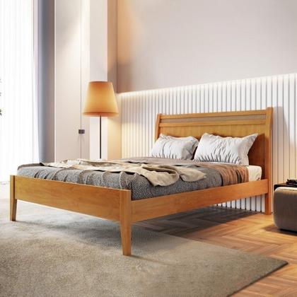 Imagem de Conjunto Quarto de Casal Cama Queen e Cômoda 5 Gavetas com Sapateira e Detalhes Rattan Unique
