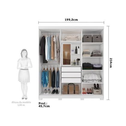 Imagem de Conjunto Quarto de Casal com Guarda Roupa 6 Portas Clara Cabeceira Extensível Mila