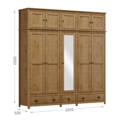 Imagem de Conjunto Quarto: Guarda-Roupa 10 Portas, Escrivaninha, Cômoda 4 Gavetas Freijó Topázio Madeira Pinus - Finestra