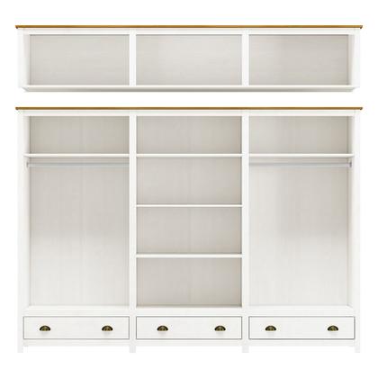 Imagem de Conjunto Quarto: Guarda-Roupa 12 Portas Cabeceira Cômoda 8 Gavetas 2 Mesas Cabeceiras Branco/Freijó Topázio Madeira Pinus - Finestra