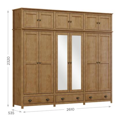 Imagem de Conjunto Quarto: Guarda-Roupa 12 Portas Cabeceira Cômoda 8 Gavetas 2 Mesas Cabeceiras Freijó Topázio Madeira Pinus - Finestra