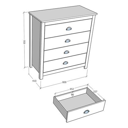 Imagem de Conjunto Quarto: Guarda-Roupa 3 Portas, Escrivaninha, Cômoda 4 Gavetas Branco/Freijó Topázio Madeira Pinus - Finestra