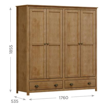 Imagem de Conjunto Quarto: Guarda-Roupa 4 Portas, Cômoda 4 Gavetas Topázio Freijó Madeira Pinus - Finestra