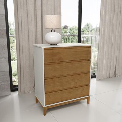 Imagem de Conjunto Quarto: Guarda-Roupa 5 Portas Cama Casal Cômoda 2 Mesas Cabeceiras Prata Off White/Freijó Madeira Pinus - Finestra
