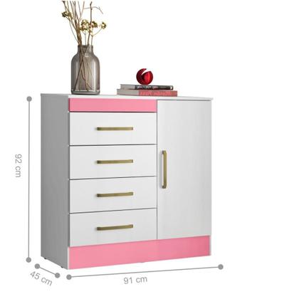 Imagem de Conjunto Quarto Guarda Roupa e Comoda Terni Branco