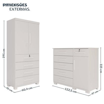 Imagem de Conjunto Quarto Infantil 2 Peças Anne Espresso Móveis Branco