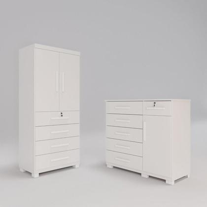 Imagem de Conjunto Quarto Infantil 2 Peças Anne Espresso Móveis Branco