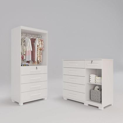 Imagem de Conjunto Quarto Infantil 2 Peças Anne Espresso Móveis Branco