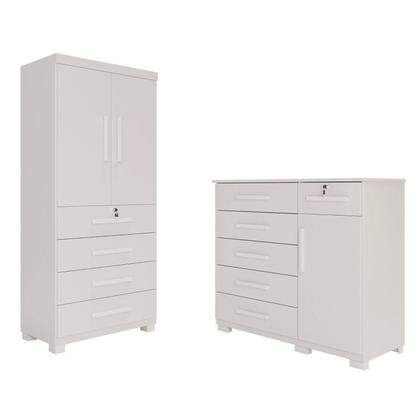 Imagem de Conjunto Quarto Infantil 2 Peças Anne Espresso Móveis Branco