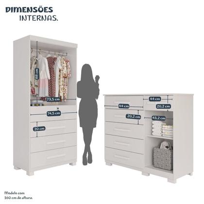 Imagem de Conjunto Quarto Infantil 2 Peças Anne Espresso Móveis Branco