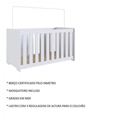 Imagem de Conjunto Quarto Infantil com Berço 3 em 1, Cômoda 2 Gavetas 1 Nicho e Guarda-Roupas
