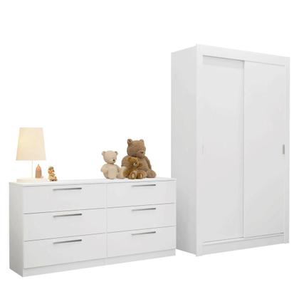 Imagem de Conjunto Quarto Infantil com Guarda Roupa 2 Portas e Cômoda Madesa