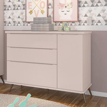 Imagem de Conjunto Quarto Infantil com Guarda-roupa 3 Portas e Cômoda com Sapateira Melinda 100% Mdf Rosa