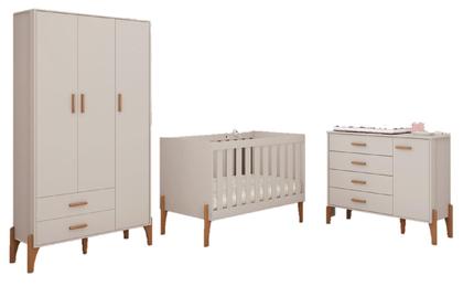 Imagem de Conjunto Quarto Infantil Completo Iris 100% MDF-Roupeiro-Cômoda-Berço-Moveis Estrela