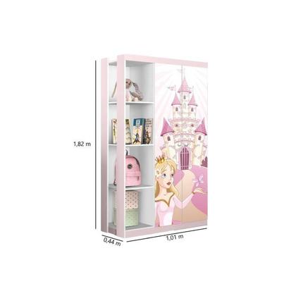 Imagem de Conjunto Quarto Infantil Guarda Roupa 2 Portas Cômoda 3 Gavetas Lara e Cama Princesa