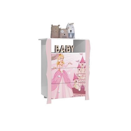 Imagem de Conjunto Quarto Infantil Guarda Roupa 2 Portas Cômoda 3 Gavetas Lara e Cama Princesa